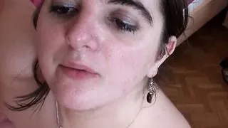Amateur french couple w a fat BBW banged n facialized in POV