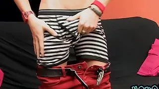 Cute emo twink Andy Kay wanks out his wad in his room