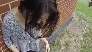 Outdoor assfucked babe takes officer cock ATM