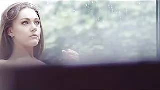 Wonderful British brunette Courtney K strips and masturbates