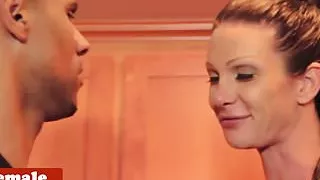 Interracial trans beauty cums while assfucked