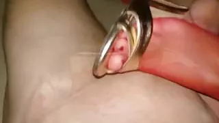 girlfriend  giving me a nice shoejob with her newest heels