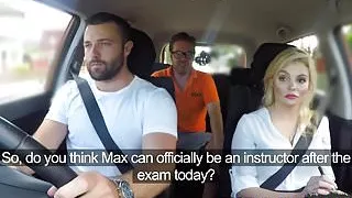 Fake Driving School Big facial finish for posh examiner