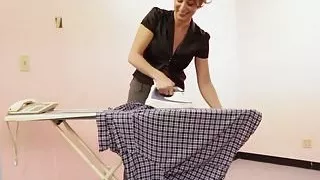 Busty girlfriend tugging pov cock before work