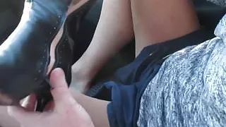 modeling and putting on my donald Pliner Boots