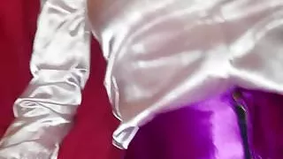 My cumshot on her soaked satin pants
