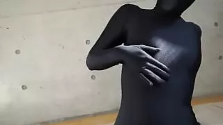 zentai girl vibrating