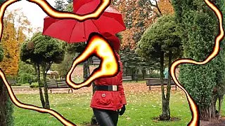 Red Umbrella and Green Grass