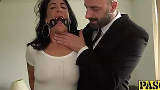 Brunette MILF Ella Bella gets rough anal sex from Pascal