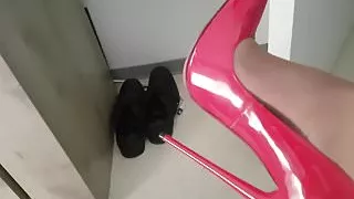 My wife whith new red heels