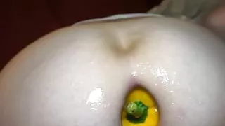 Giant peper in my asshole to a giant gape fist and prolapse