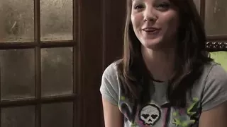 Pussy toying amateur restrained to sybian