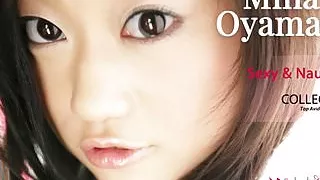 Flat chested Asian teen vigorously rides a hairy meat rocket