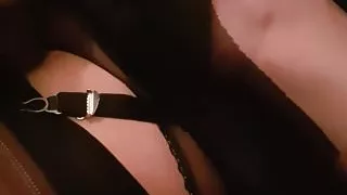 High heel and nylon footjob