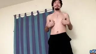 Slim butt buddy Samuel Phantom plays with his boner