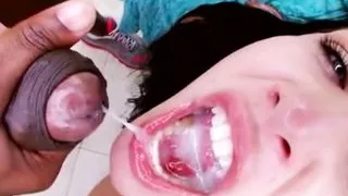 Cute girl Katie chokes down a wad of bbc cun