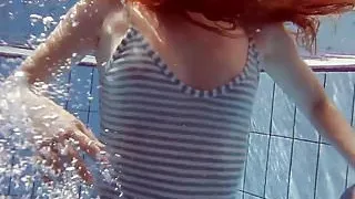 Hot European teen in striped clothes