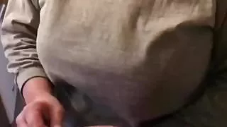 Chubby wifes tits jiggle while shaking cream