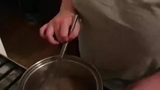 Pt 3 Braless chubby babe girl making dinner for daddy