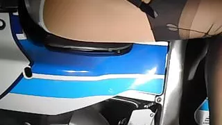 Stockings Panties On Motorbike