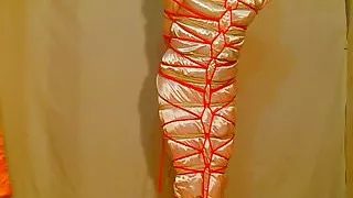 Very tight satin bondage