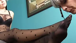 Wet Nylon Foot Worship