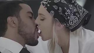 Tasty housekeeper Tiffany Watson bounces on big ebony tool