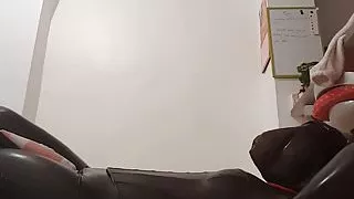 Bondage orgasm with a magic wand and breathplay