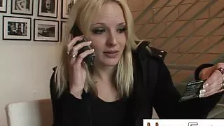 blonde girl orders black gigolo