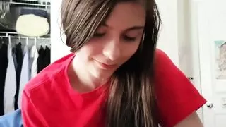 Cute girl sucks uncut dick. Swallows
