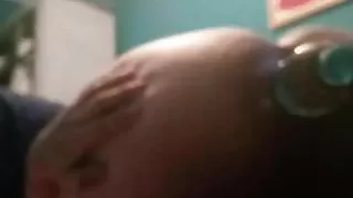 Stretching my sissy hole with a water bottle