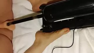DD playing with her Christmas present, fucking machine.