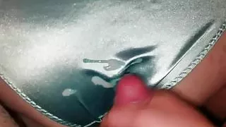 Hubby fucking me cumming on my satin panties