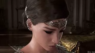 Black hair princess giving blowjob