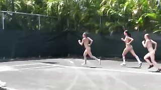 Hazing sorority dildoing cute teens outdoors