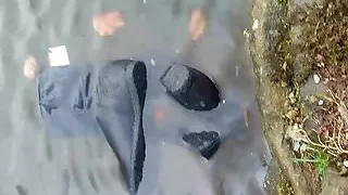 Suede boots in water