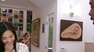 asian babe plowed with black cock after blowjob 