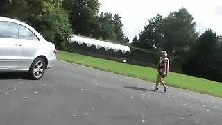 Big breasts British mature outdoors