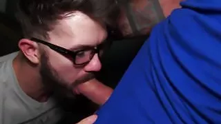 Choking on step dad's dick in the garage