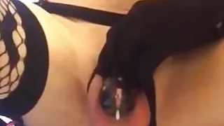 Sissy Alexa milking in chastity