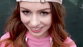 Cute teen Alexa Blake takes cash to fuck in public POV style
