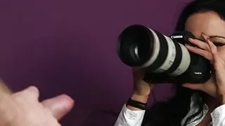 CFNM fetish photographer strokes guys cock