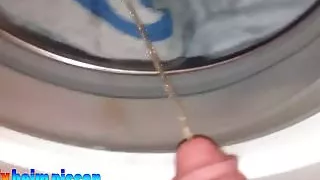 Andy pees in a washing machine