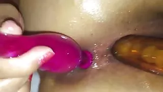Asian fucking both of her tight wet holes