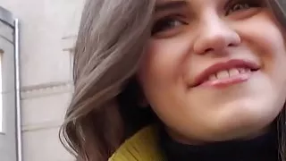 Russian teen sucks big cock and gets facialized for cash