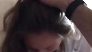 Blonde girl sucks dick and loves cum