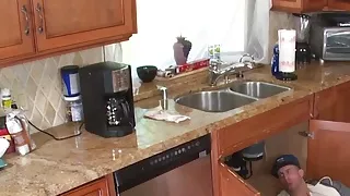 Amateur teen doggystyled by older plumber guy