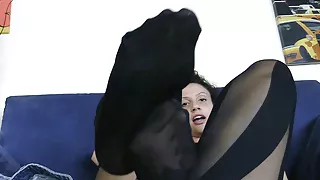 Italian Brunette nylon feet jerk off instruction