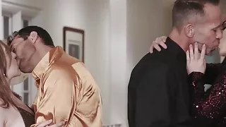 Young sluts riding dicks and tasting warm juice in foursome