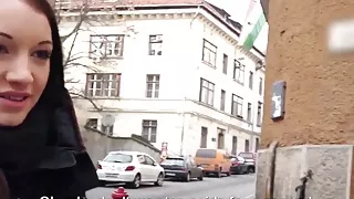 Busty Euro babe taking a POV ride on fat hard cock